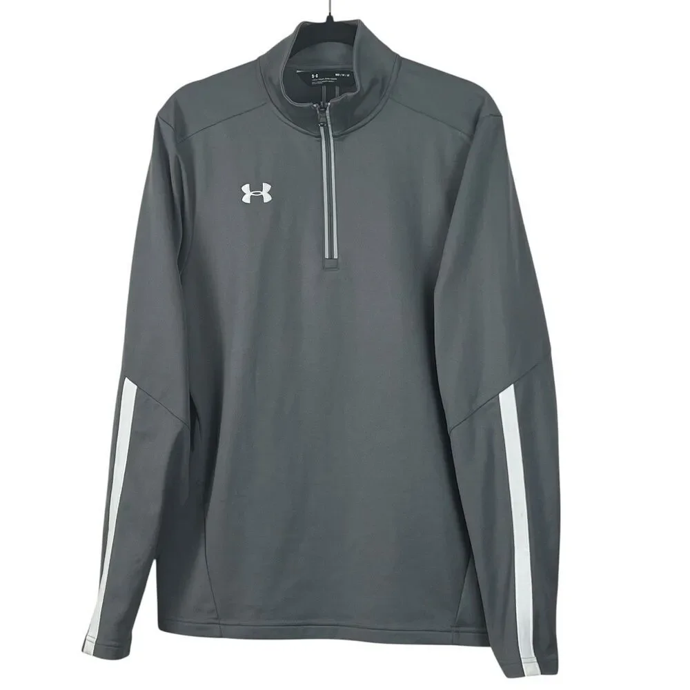 Under Armour Men's Loose Fit Gray 1/4 Zip Pullover Long Sleeve Athletic Shirt M - Picture 6 of 7